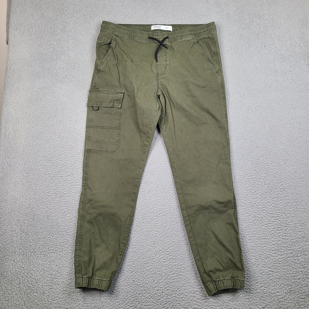 Signature by Levi Strauss & Co Cargo Jogger Pants Mens Large 36x30 Olive Green